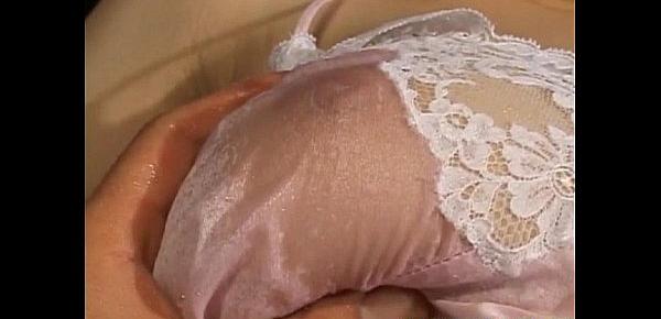 Kasumi Uehara has lace lingerie cut over twat
